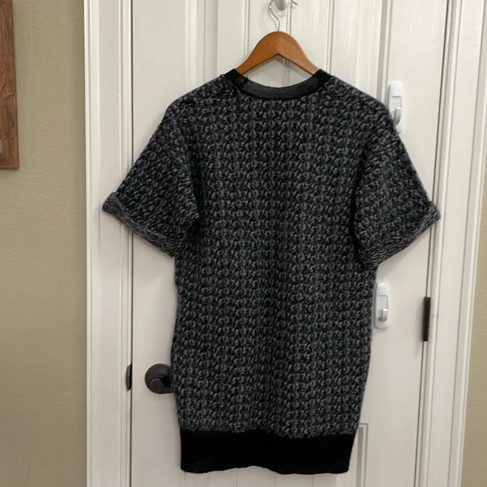 🖤REBECCA TAYLOR oversized gray and black alpaca blend short sleeve sweater.  S